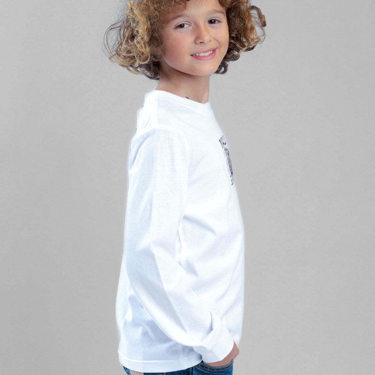 MAUI AND SONS - Polera ML Shark Blanco Infantil Maui And Sons