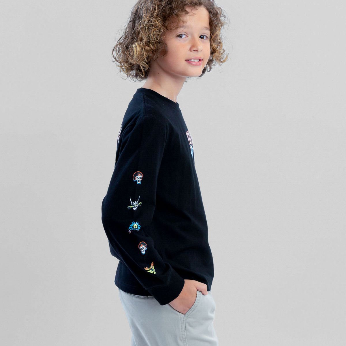 MAUI AND SONS - Polera ML Skull Riders Negro Infantil Maui And Sons