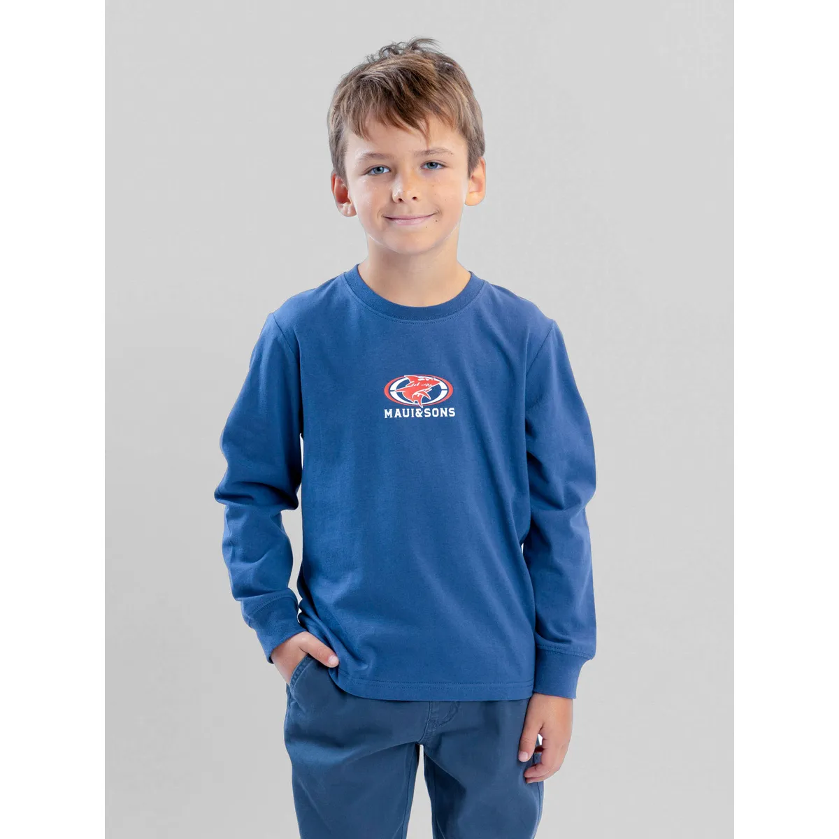 MAUI AND SONS - Polera ML Sailwind Celeste Infantil Maui And Sons