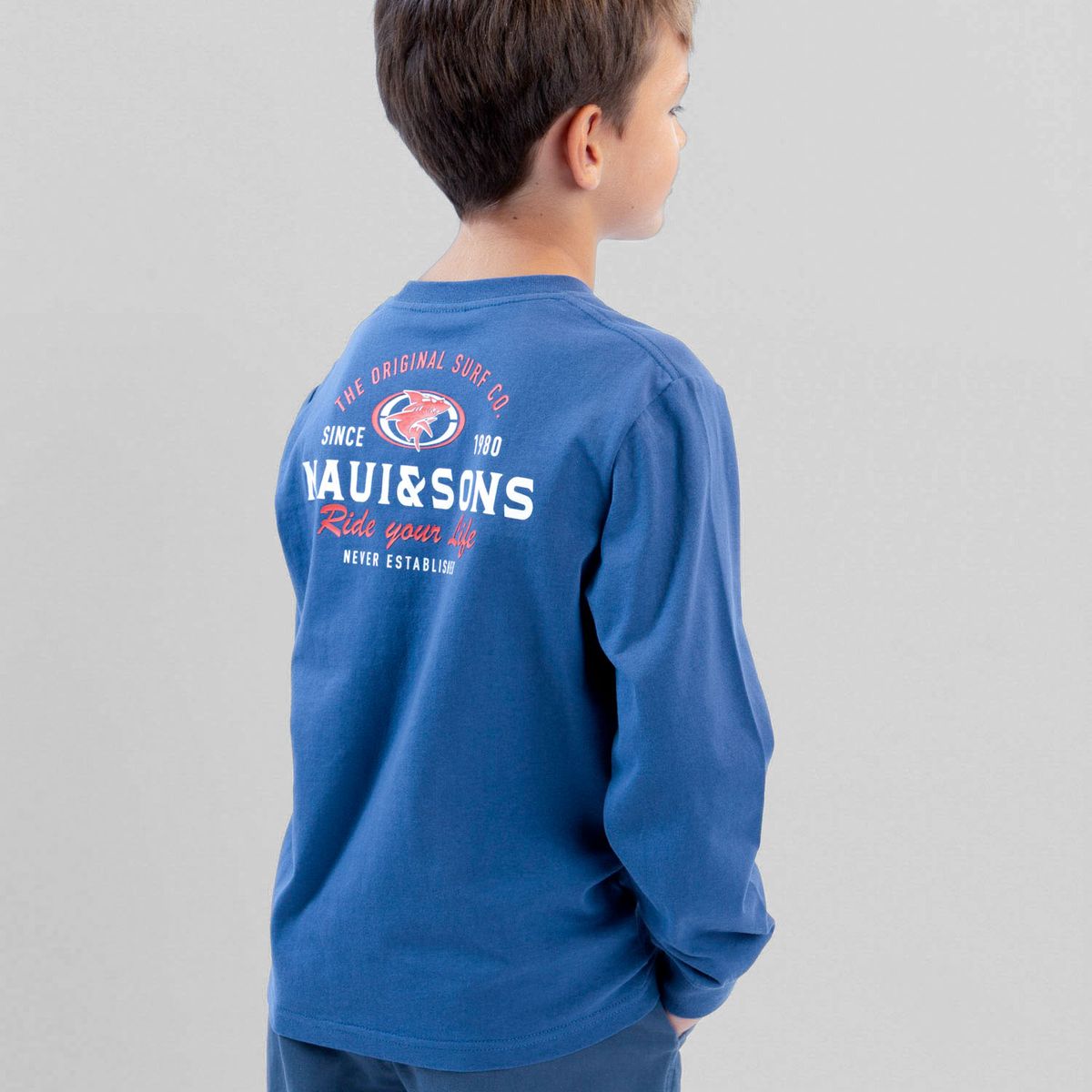 MAUI AND SONS - Polera ML Sailwind Celeste Infantil Maui And Sons
