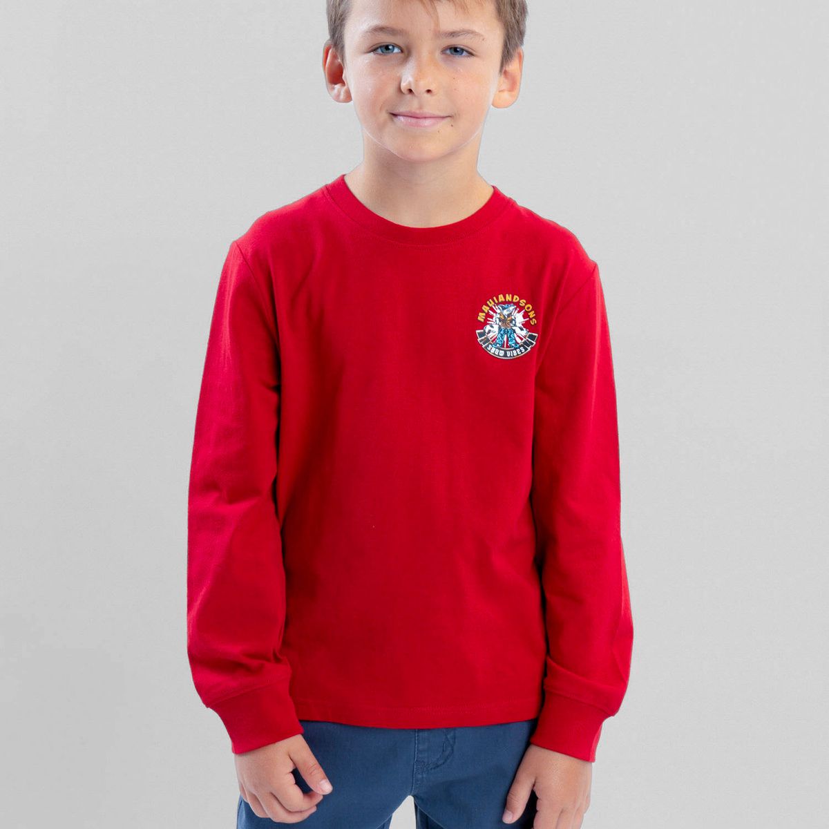 MAUI AND SONS - Polera ML Snow Vibes Rojo Infantil Maui And Sons