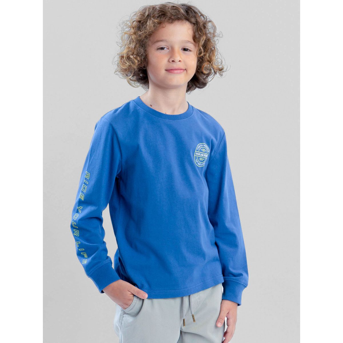 MAUI AND SONS - Polera ML Lowtide Celeste Infantil Maui And Sons