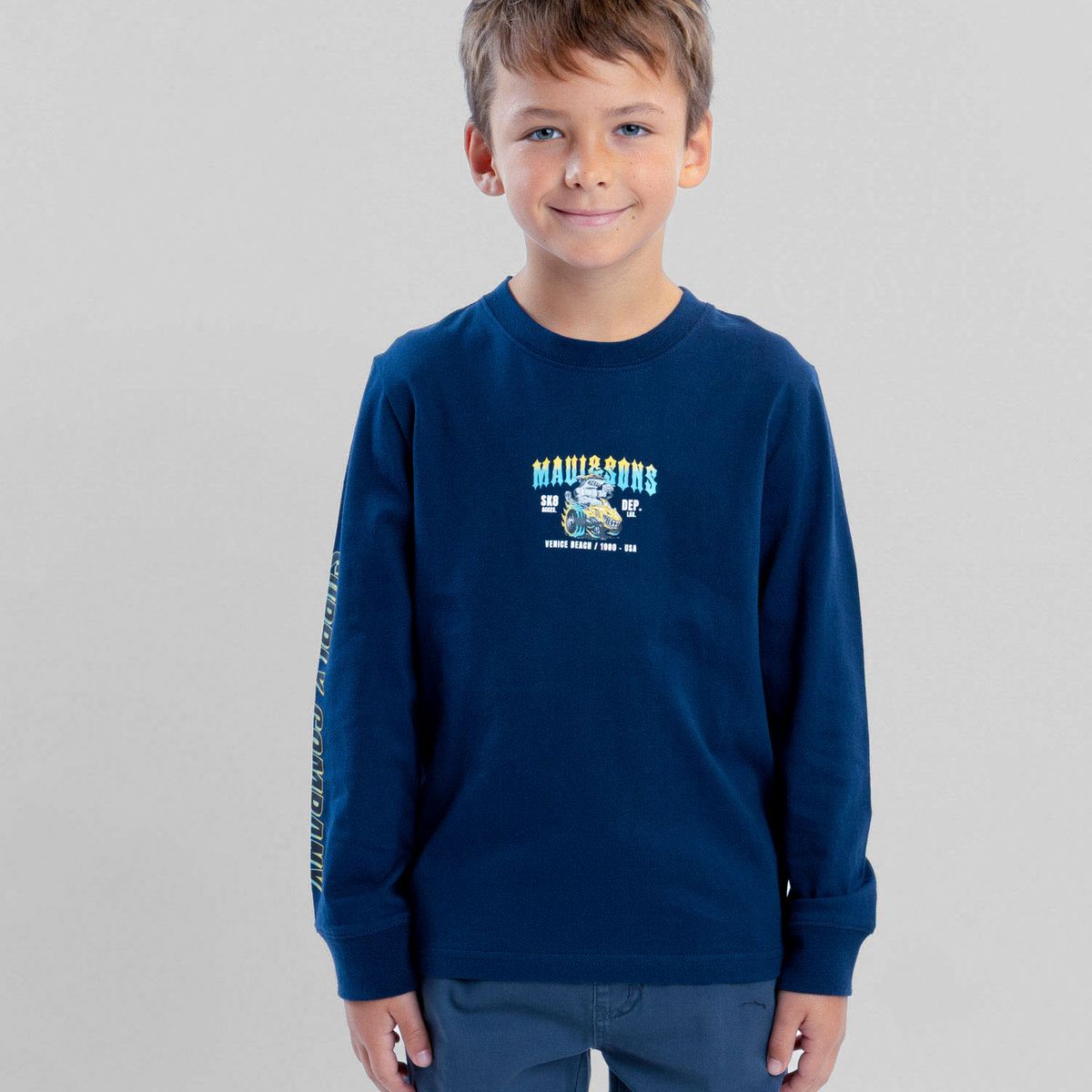 MAUI AND SONS - Polera ML Wacky Races Azul Infantil Maui And Sons