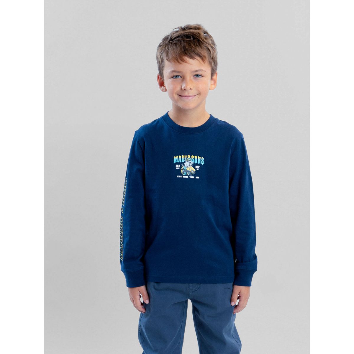 MAUI AND SONS - Polera ML Wacky Races Azul Infantil Maui And Sons