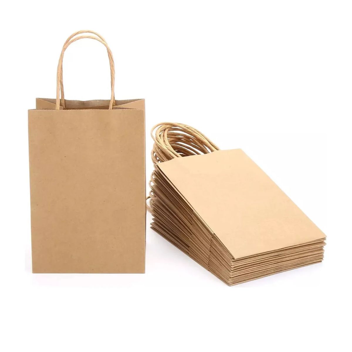 GENERICO - Bolsas de Papel Kraft 14x20x8cm Marrón Pack 12Unidades