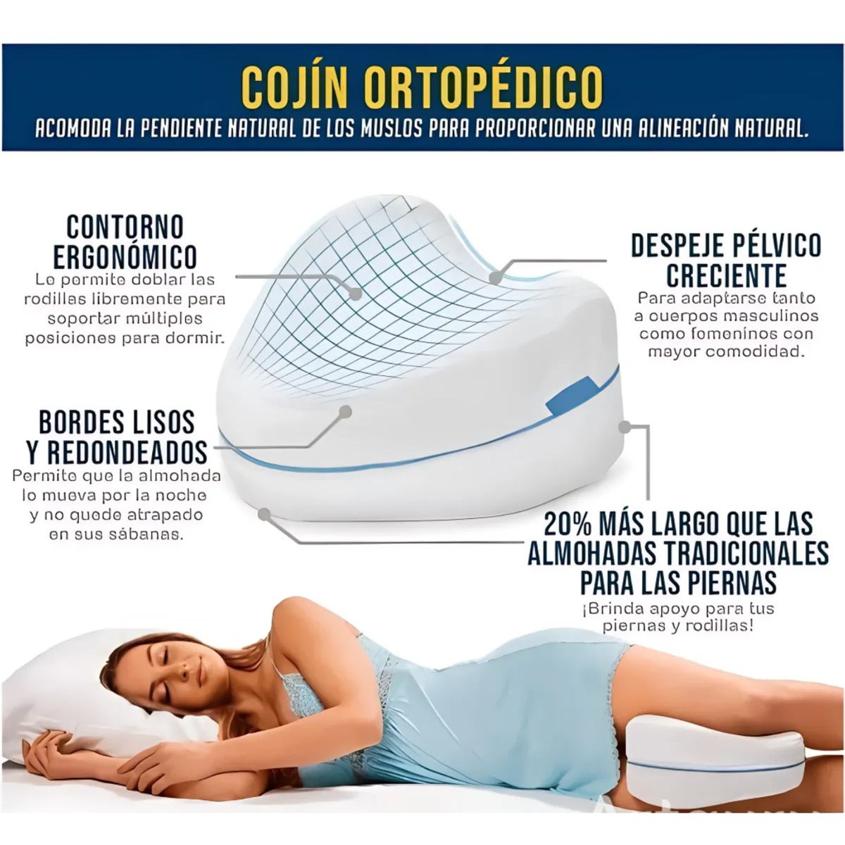 MOVI - Almohada Ortopédica para Piernas  Descanso y Alineación
