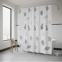 GENERICO - Cortina De Ducha Con Estampado De Conchas Y Estrellas De Mar