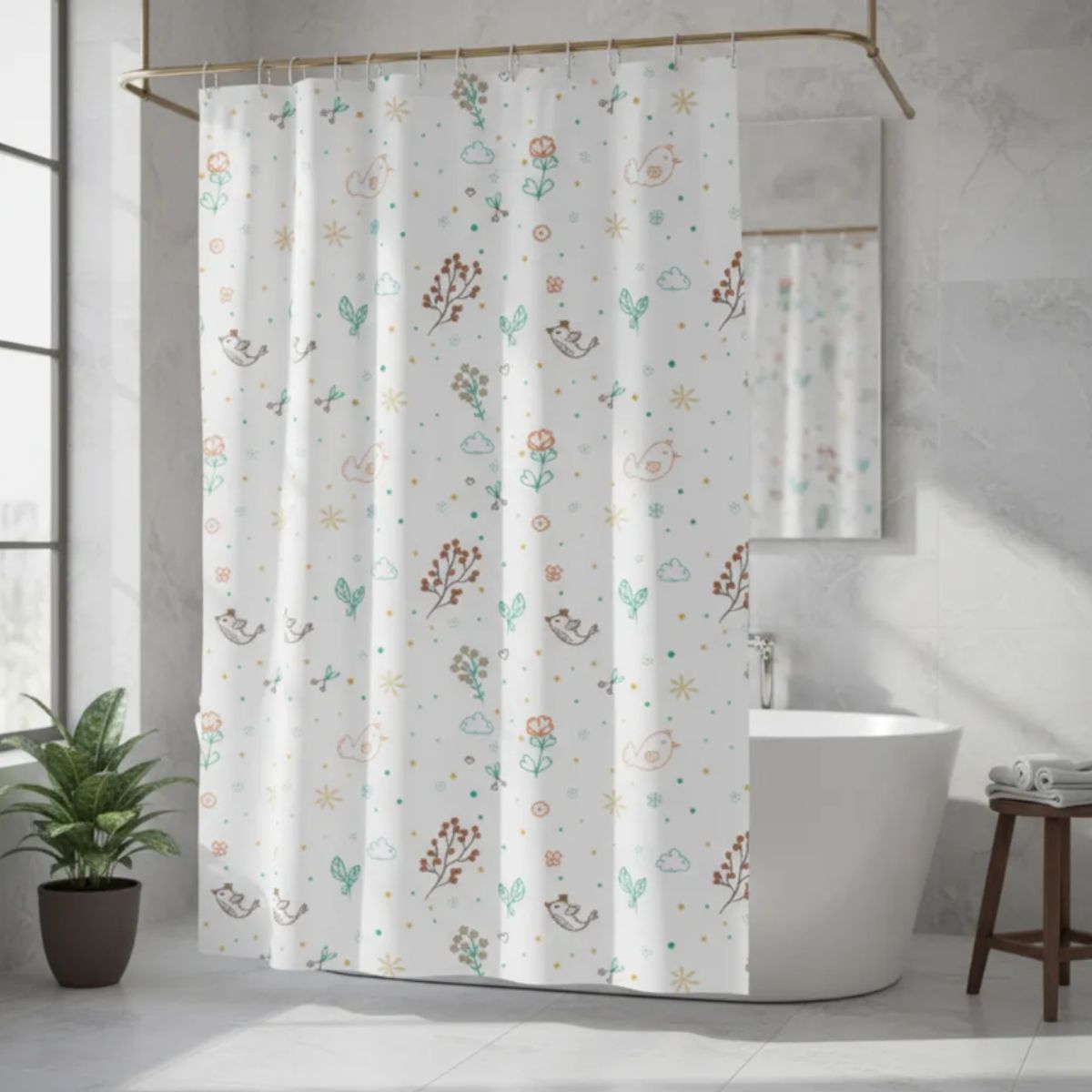 GENERICO - Cortina de Baño de Peva con Estampado