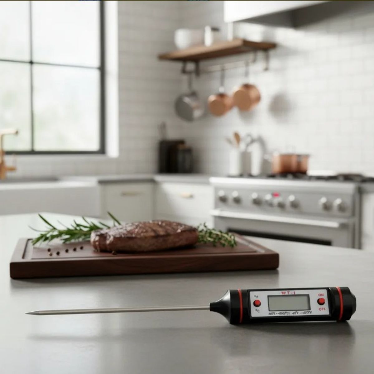 EN VARA'S MEATS & GRILL - Termómetro De Cocina  asado bbq Digital - 50 A 300 Grados Con Funda