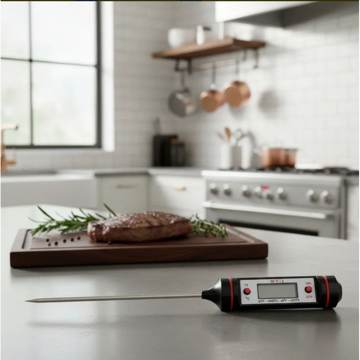 EN VARA'S MEATS & GRILL - Termómetro De Cocina  asado bbq Digital - 50 A 300 Grados Con Funda