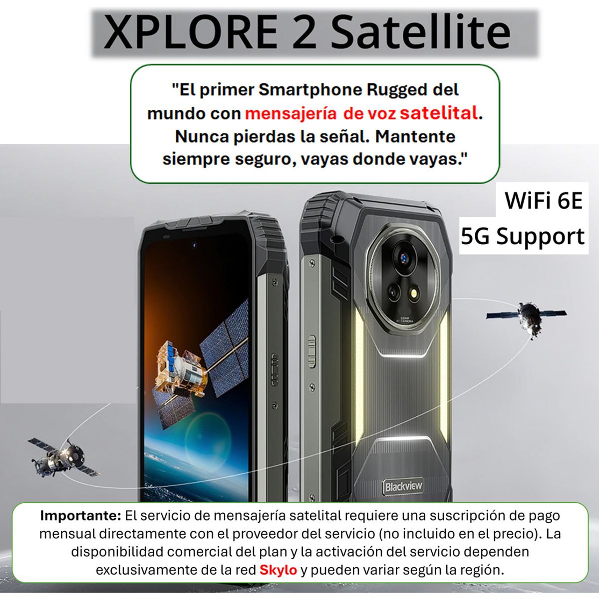 BLACKVIEW - Blackview XPLORE 2 - teléfono Celular Satelital 5G 20.000mAh 12+256GB