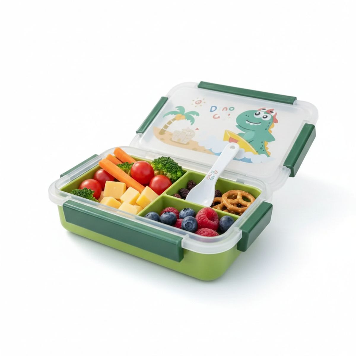 Lonchera Hermética Con Divisiones Lunch Box + Cuchara Dino, marca GENERICO - Foto Principal