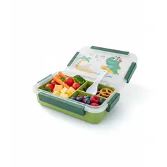 GENERICO - Lonchera Hermética Con Divisiones Lunch Box + Cuchara Dino