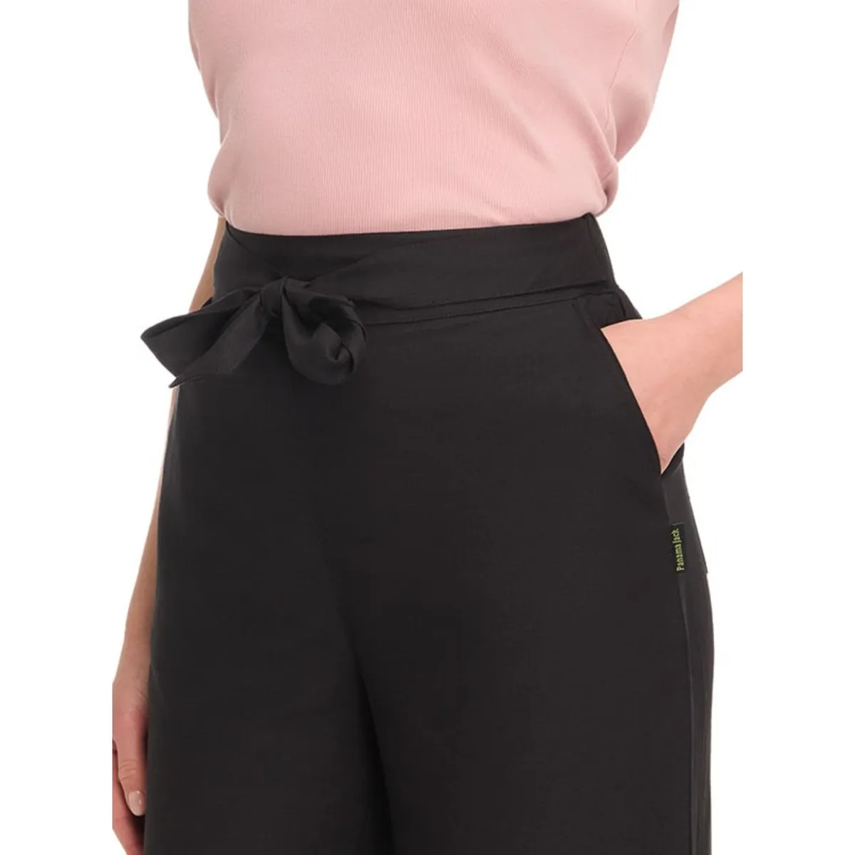 PANAMA JACK - Pantalón Lino Palazzo Mujer Negro Panama Jack