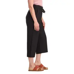 PANAMA JACK - Pantalón Lino Palazzo Mujer Negro