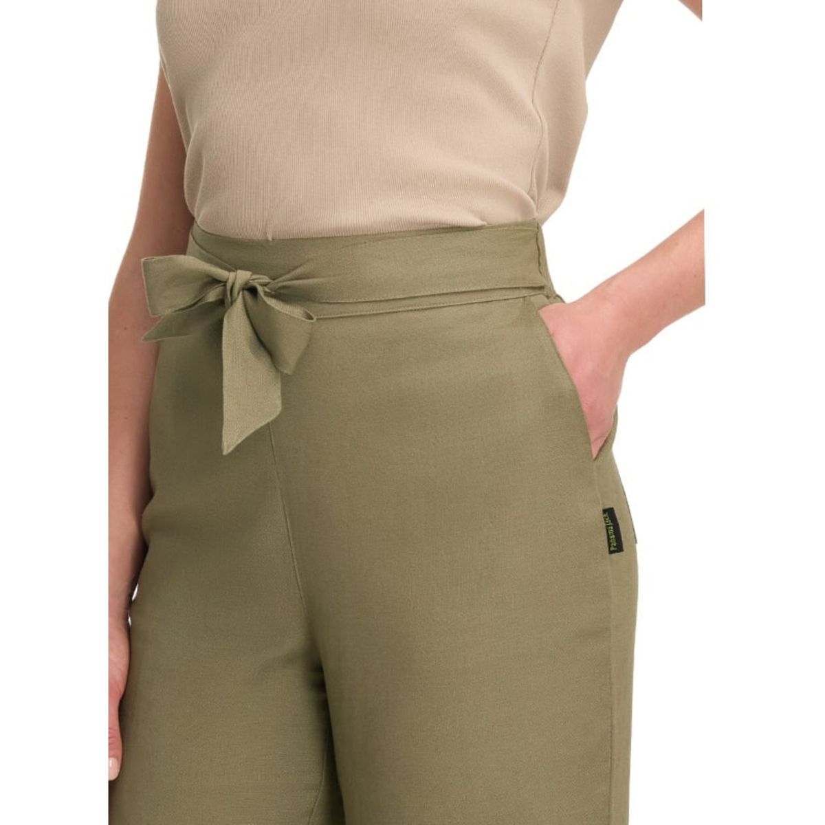 PANAMA JACK - Pantalón Lino Palazzo Mujer Verde Panama Jack