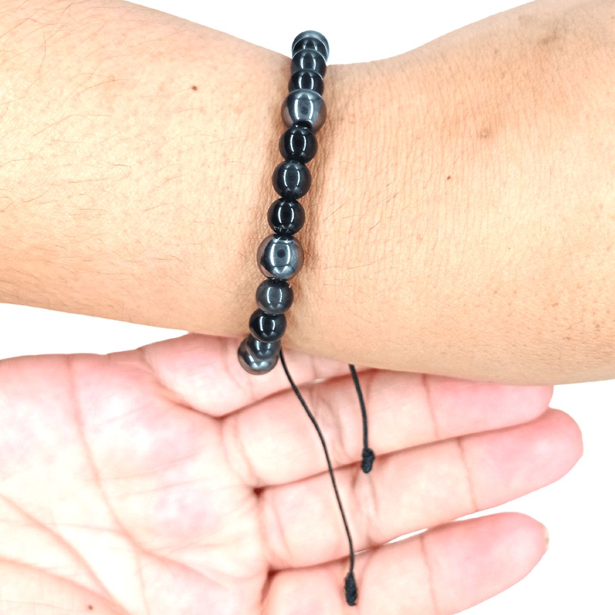 GENERICO - Pulsera de Piedra Natural Obsidiana Negra y Hematita