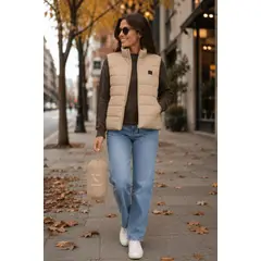PANAMA JACK - Parka Mujer Sin Manga Liviana Beige