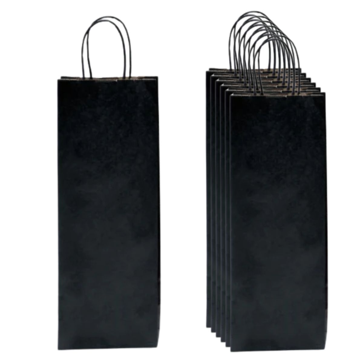 GENERICO - Bolsa de Papel Kraft para Botella de Vino Pack x 12 Unidades Negro