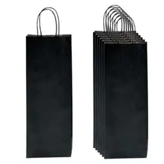 GENERICO - Bolsa de Papel Kraft para Botella de Vino Pack x 12 Unidades Negro