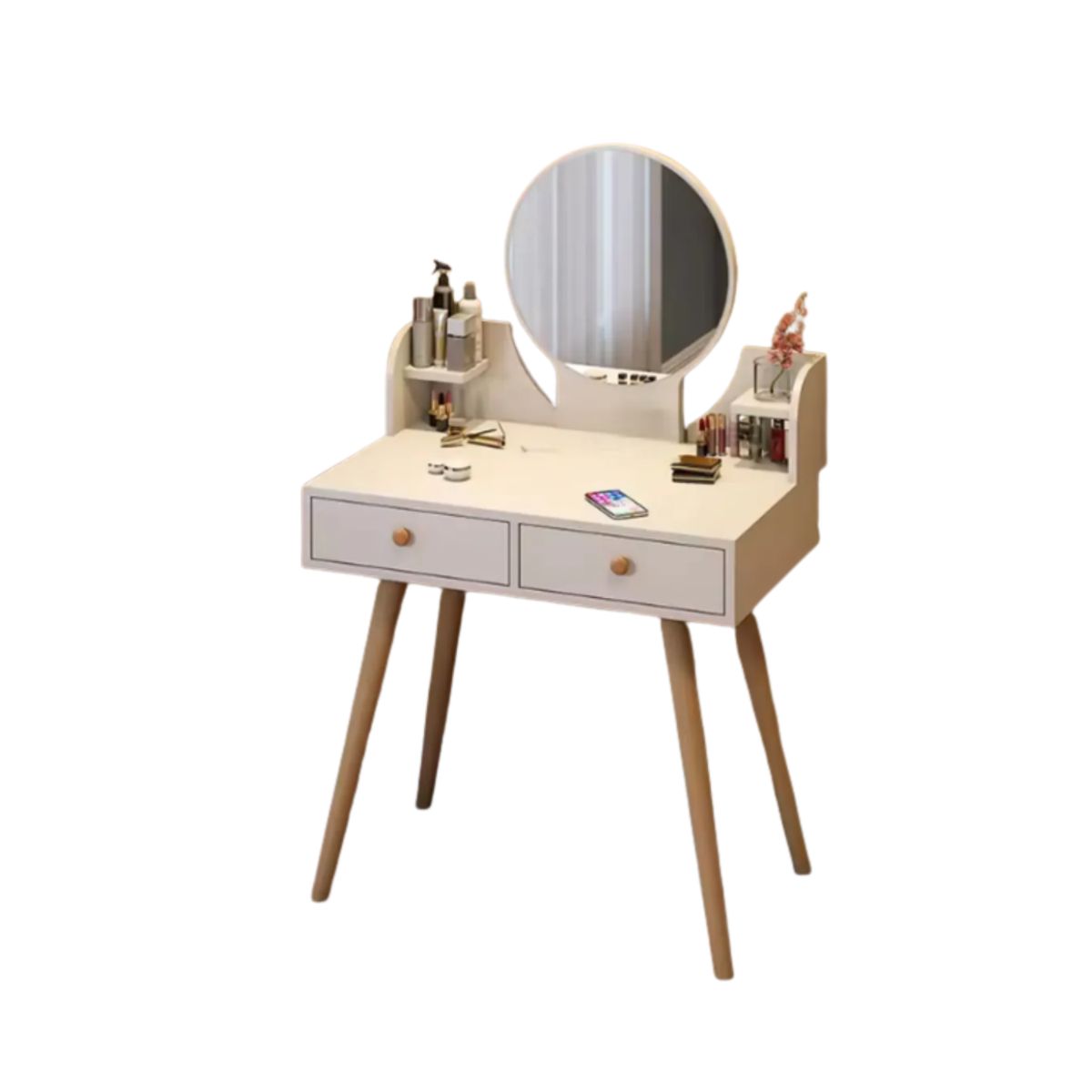 GENERICO - Tocador Madera Con Espejo 60x40x73cm Con Luz Led sin taburete