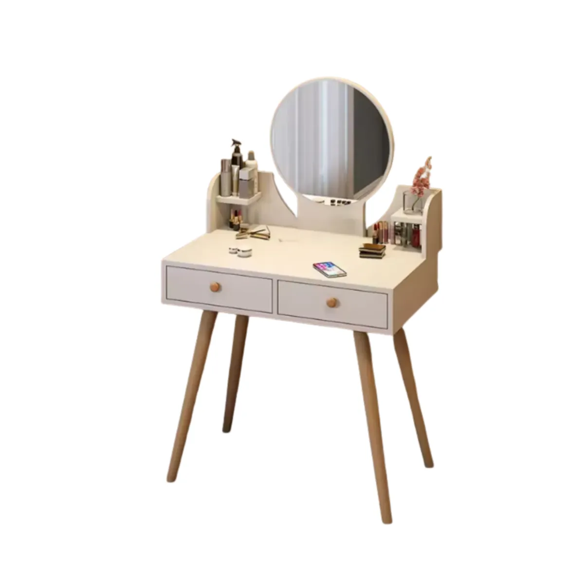 GENERICO - Tocador Madera Con Espejo 60x40x73cm Con Luz Led sin taburete