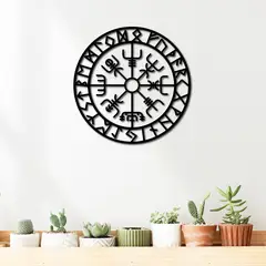 ELAB PROPIA - Cuadro Decorativo Vikingo Vegvísir 40 cm - Madera Fun Republic