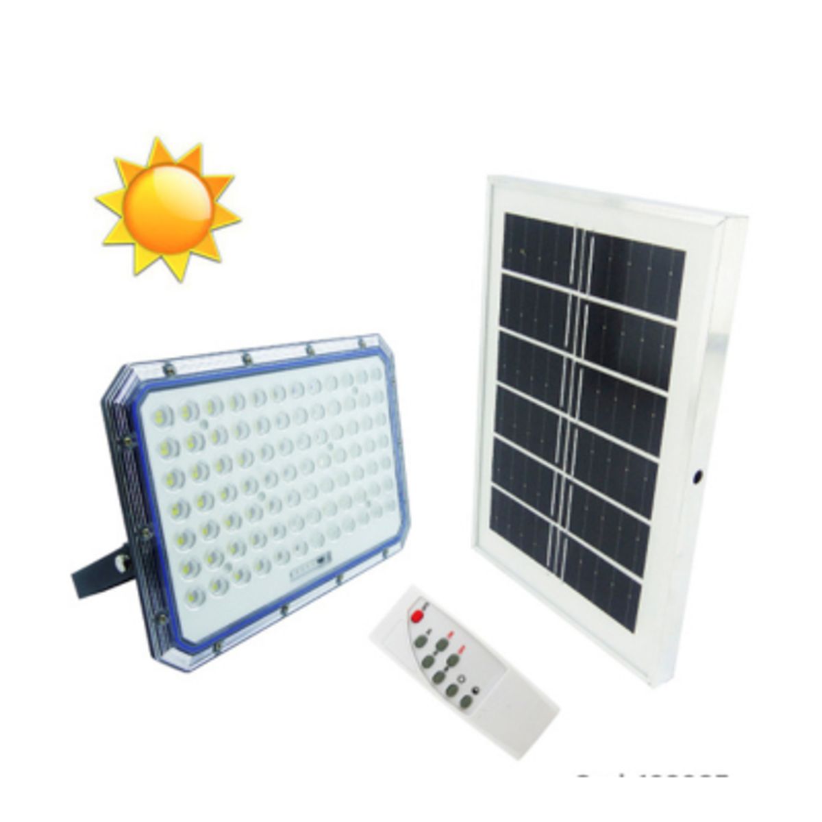 GENERICO - Proyector Solar LED 1000 Watt Con Panel Solar En PVC De 120 LED