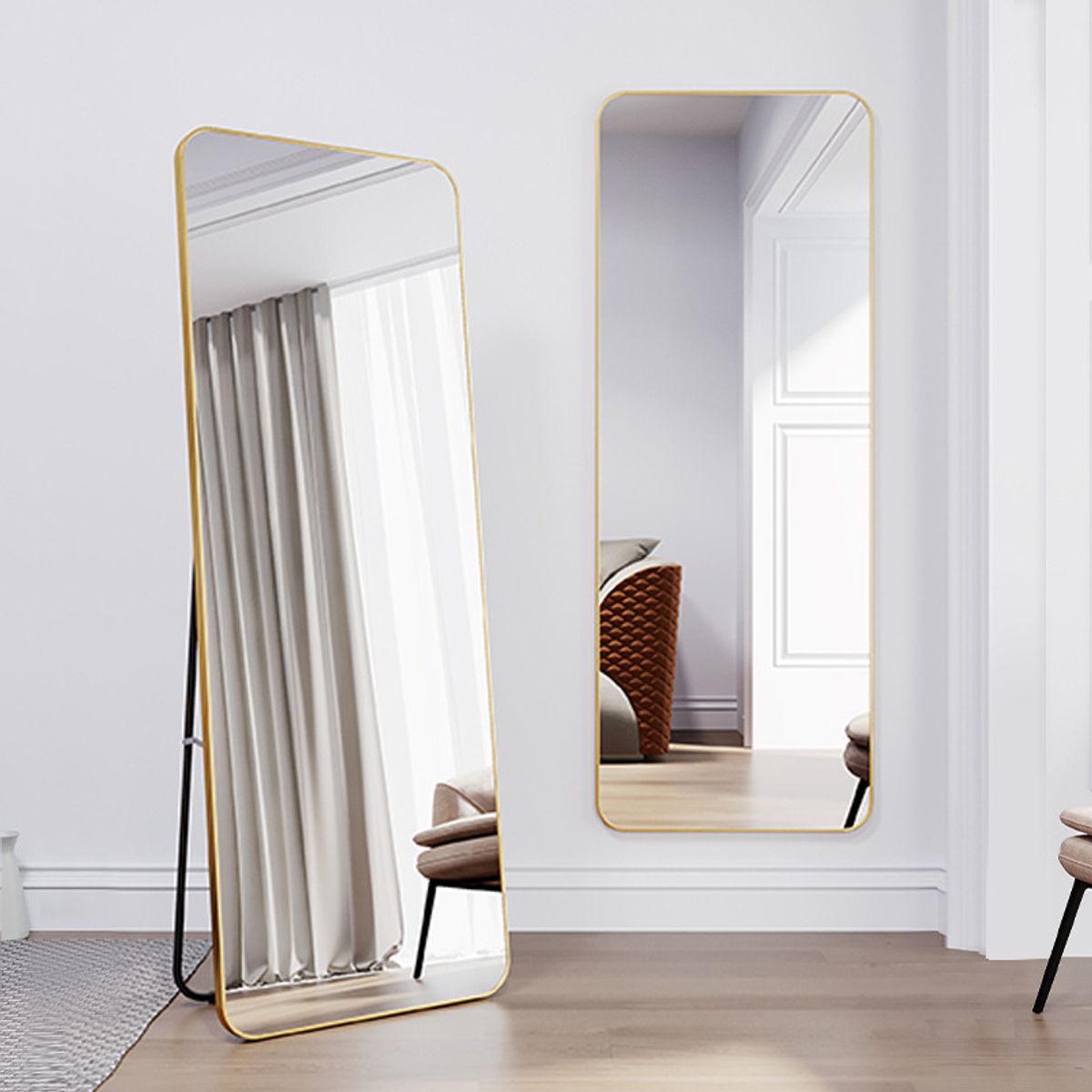 DF HOME - Espejo de Cuerpo Completo con Marco Dorado 152 cm