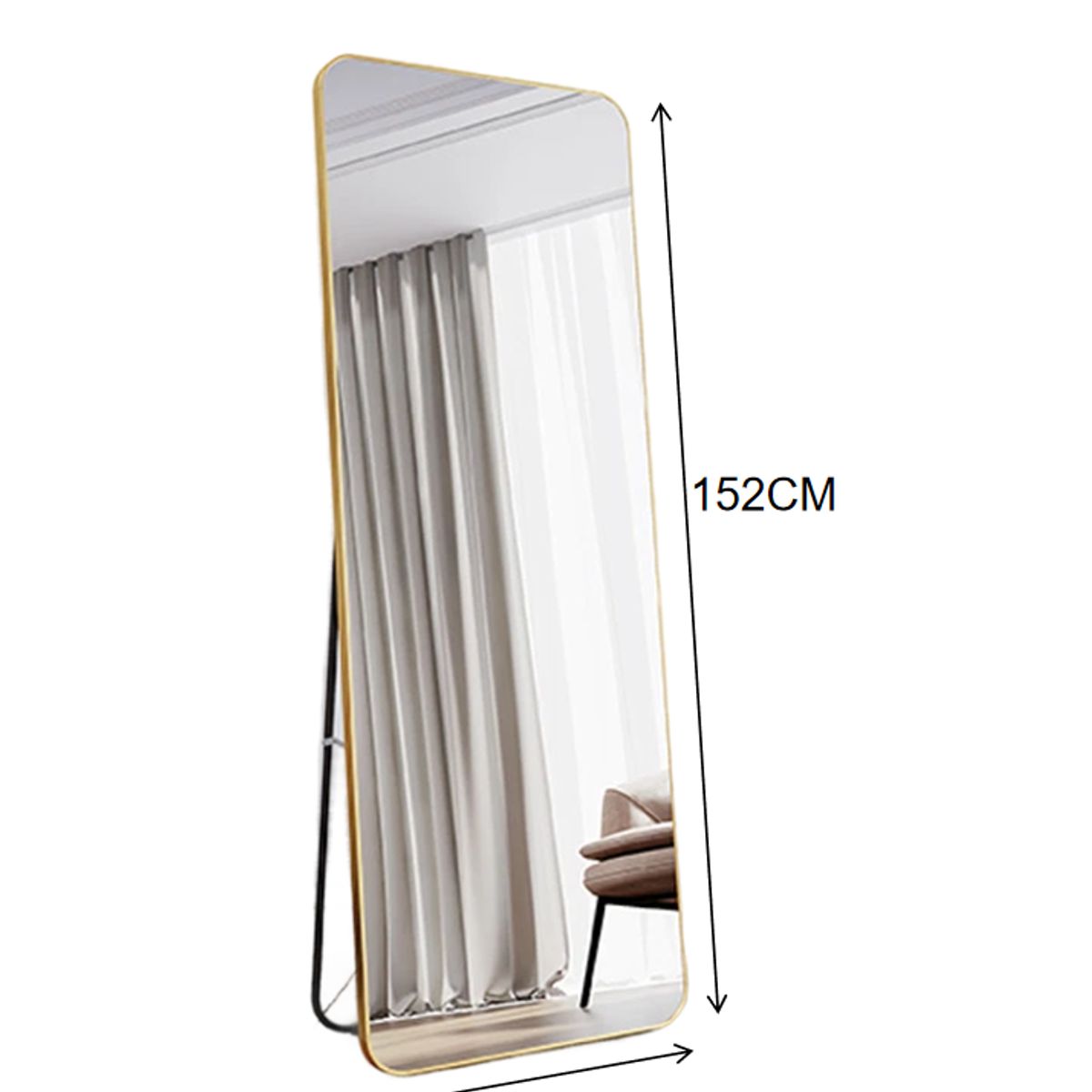 DF HOME - Espejo de Cuerpo Completo con Marco Dorado 152 cm