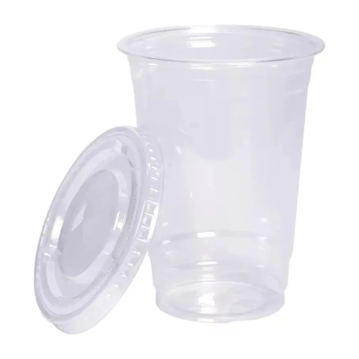 GENERICO - Vasos PET 12 oz con Tapa Transparente Pack 50 Unidades Desechable
