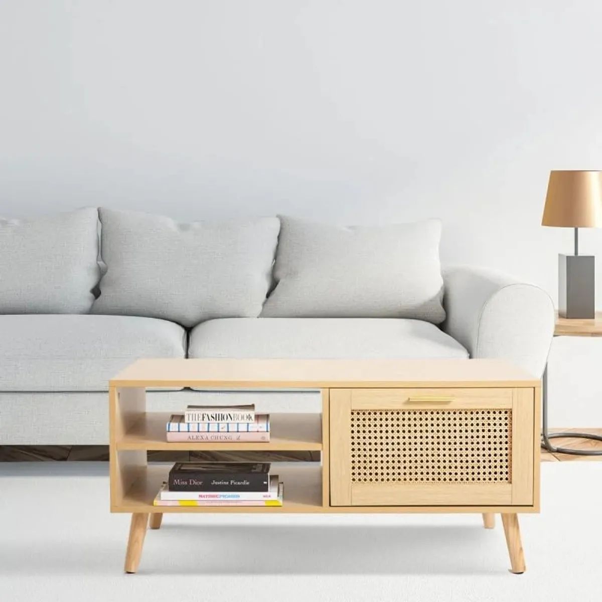 DF HOME - Mesa de Centro Rattan Natural 100 cm