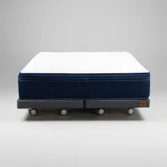 BLOCCARE - Cama 2 Plaza Box 8 cm + Colchon CIC L190 cm - Premium / Sin Refuerzo - Rueda Logo (Gris)