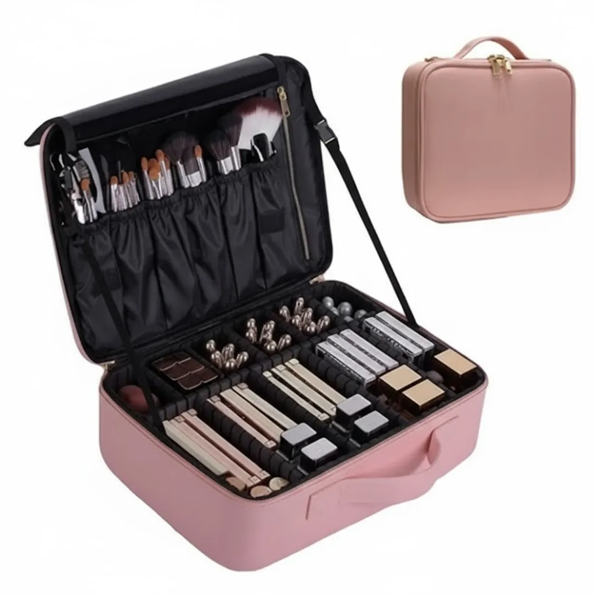 GENERICO - Maleta Maquillaje Portátil Cartera Cosméticos rosa