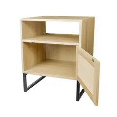 DF HOME - Velador Rattan Natural con Base Metálica