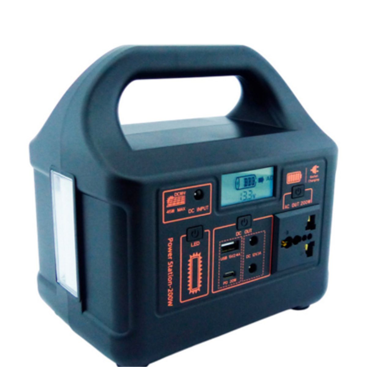 GENERICO - Estacion De Energia De 200 Watt Portatil Con USB, PD, DC Y Adaptador Universal.