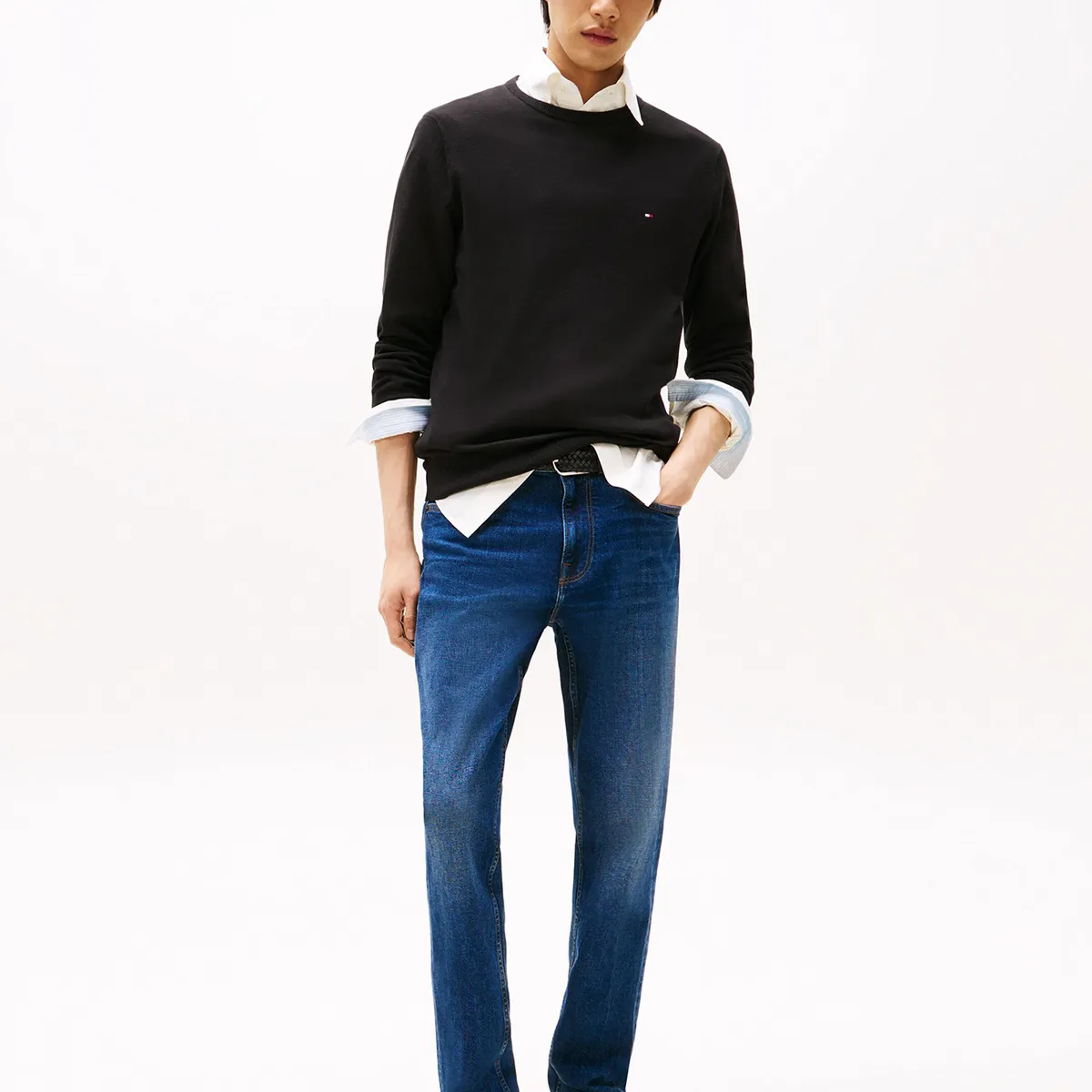 TOMMY HILFIGER - Sweater Básico Signature C-Neck Negro Tommy Hilfiger