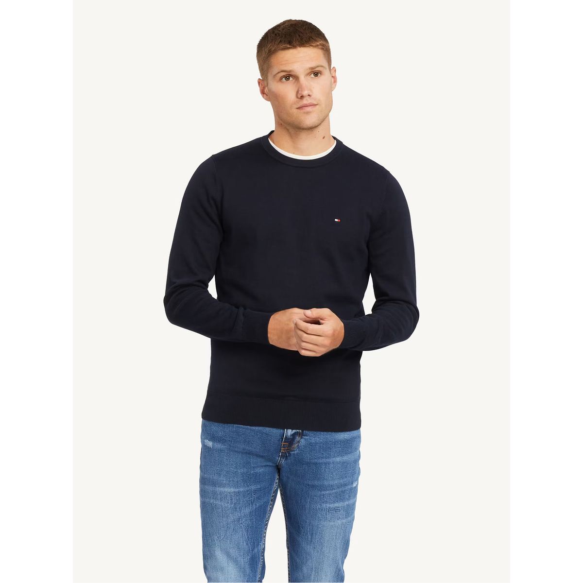TOMMY HILFIGER - Sweater Básico Signature C-Neck Azul Tommy Hilfiger