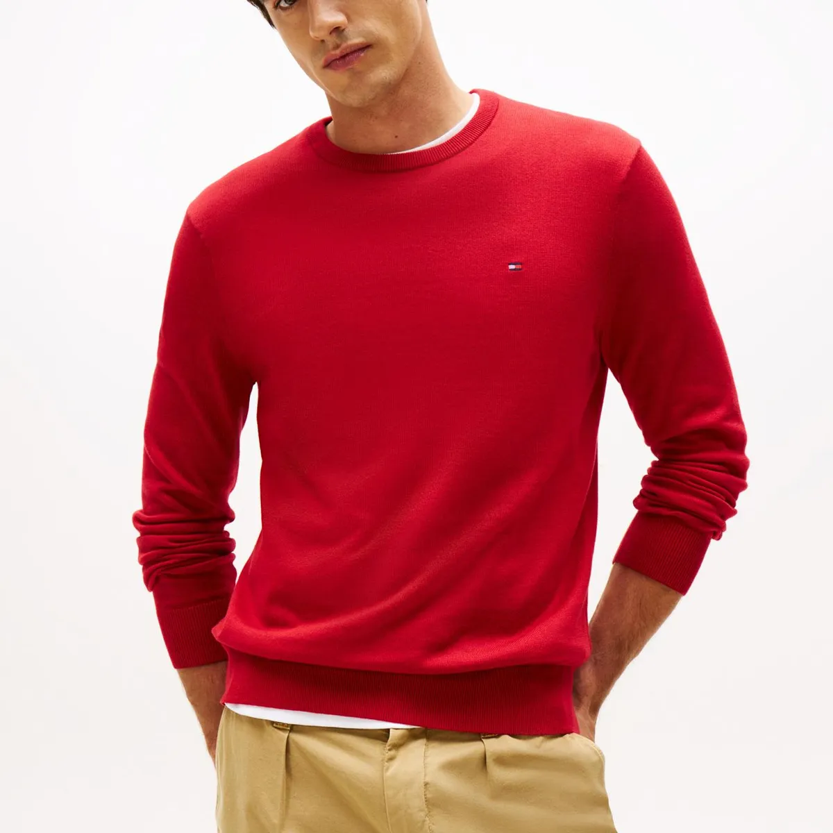 TOMMY HILFIGER - Sweater Essential C-Neck Rojo Tommy Hilfiger