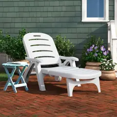 GENERICO - Reposera plastica blanca con ruedas Casa viva