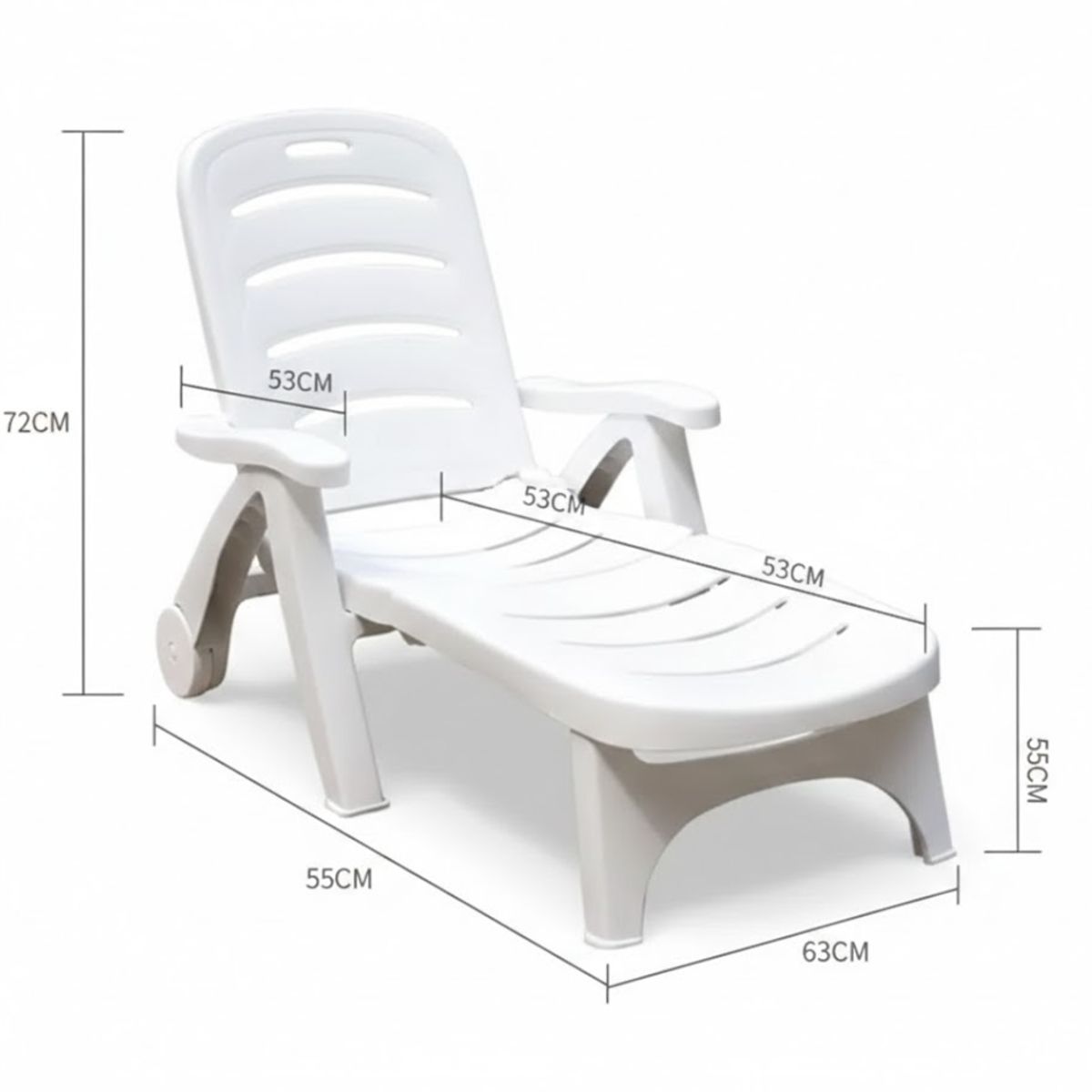 GENERICO - Reposera plastica blanca con ruedas Casa viva