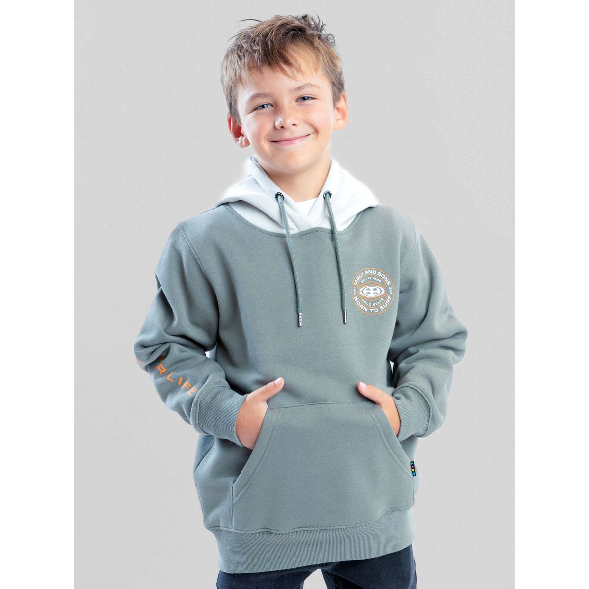 MAUI AND SONS - Poleron Canguro Clearwater Verde Infantil Maui And Sons