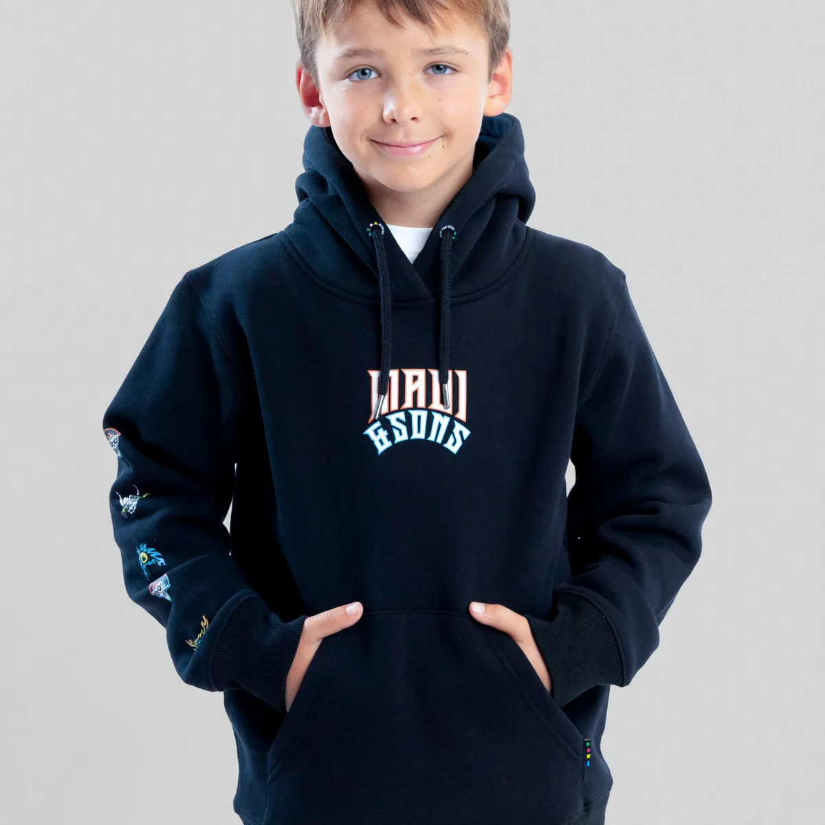 MAUI AND SONS - Poleron Canguro Seapath Negro Infantil Maui And Sons