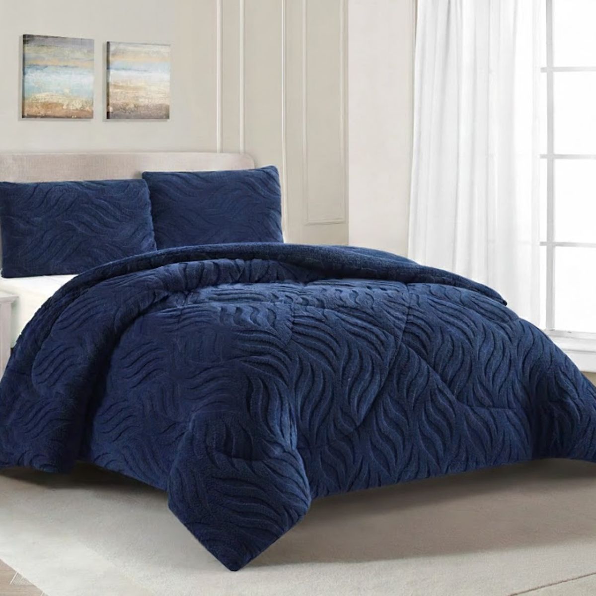 GENERICO - COBERTOR DE INVIERNO KING TEXTURIZADO CON CHIPORRO RELIEVE HOJAS TF