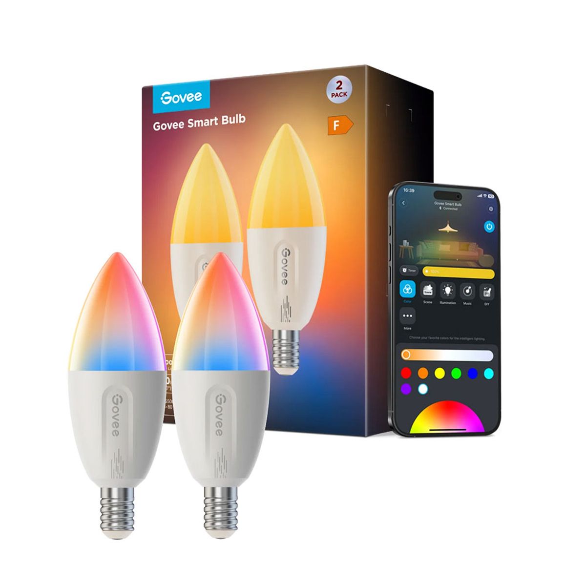 GOVEE - Set de 2x Ampolletas Smart Led E14 RGBWW Govee
