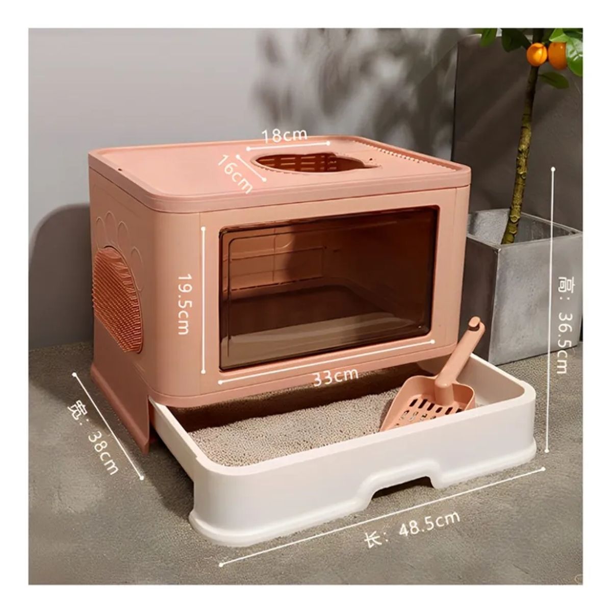 GENERICO - Caja Arenero Gato Rosa + Pala Rosa