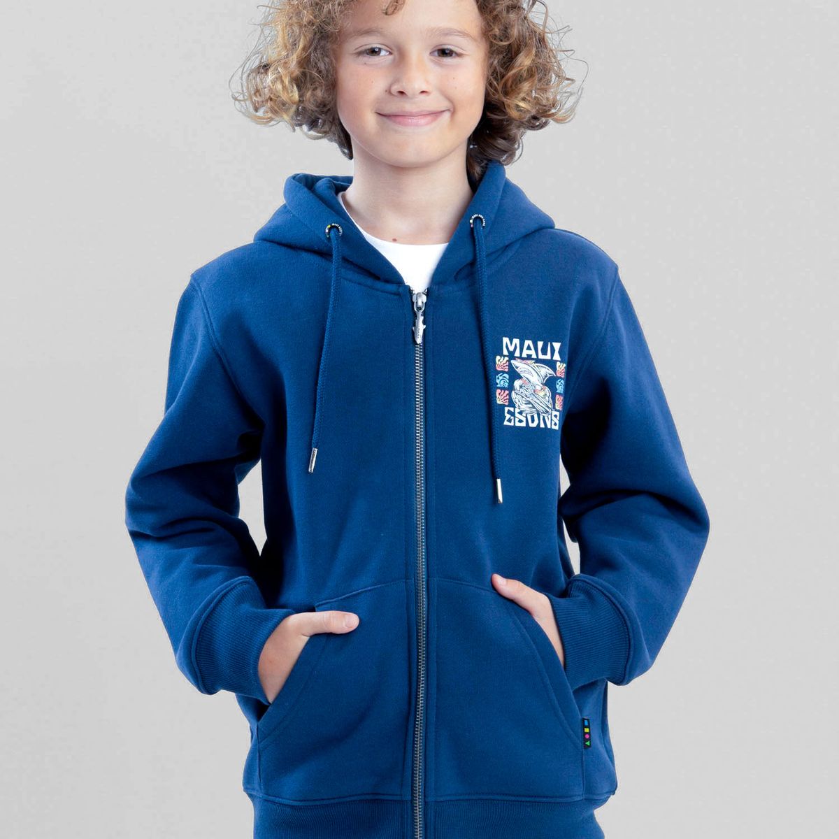 MAUI AND SONS - Poleron FZ Coastloop Azul Infantil Maui And Sons