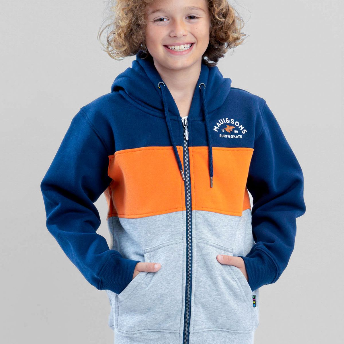MAUI AND SONS - Poleron FZ Seaway Azul Infantil Maui And Sons