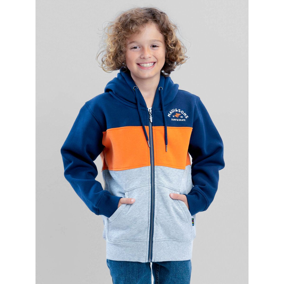 MAUI AND SONS - Poleron FZ Seaway Azul Infantil Maui And Sons