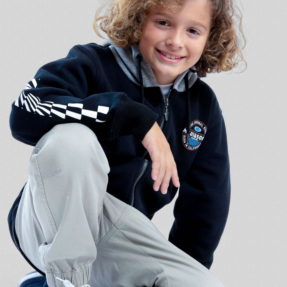 MAUI AND SONS - Poleron FZ Surfer Negro Infantil Maui And Sons